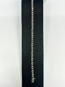 10K Vintage White Gold Diamond "XO" Tennis Bracelet