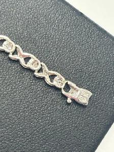 10K Vintage White Gold Diamond "XO" Tennis Bracelet - Photo 4