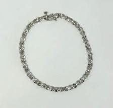 10K Vintage White Gold Diamond "XO" Tennis Bracelet - Photo 5