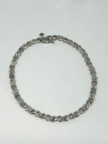 10K Vintage White Gold Diamond "XO" Tennis Bracelet - Photo 6