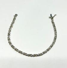 10K Vintage White Gold Diamond "XO" Tennis Bracelet - Photo 8