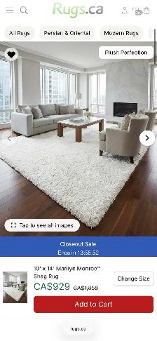 10x13 Shag Rug Large Solid White Shag Rug ($700  Value!) – As-Is - Photo 4