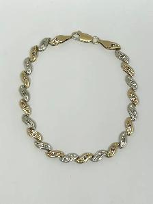 14k Two Tone Wavy S Diamond Bracelet - Photo 2
