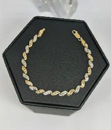 14k Two Tone Wavy S Diamond Bracelet - Photo 3