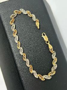 14k Two Tone Wavy S Diamond Bracelet - Photo 4
