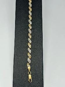 14k Two Tone Wavy S Diamond Bracelet - Photo 5