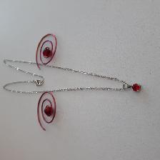 BOUCLES D'OREILLES ROUGES COLLIER ARGENT ROUGE 9'HAU $20.00 LES3 - Photo 2