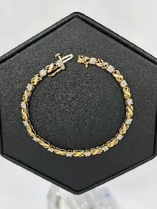 10K Gold XO/Crossover Tennis Bracelet