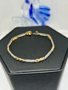 10k Two Tone X-and-bar crossover Diamond Bracelet