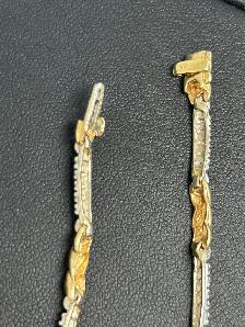 10k Two Tone X-and-bar crossover Diamond Bracelet - Photo 2