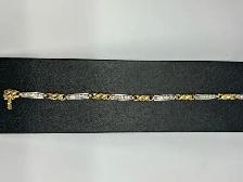 10k Two Tone X-and-bar crossover Diamond Bracelet - Photo 3
