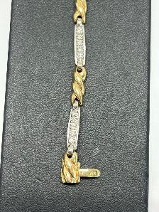 10k Two Tone X-and-bar crossover Diamond Bracelet - Photo 4