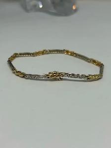 10k Two Tone X-and-bar crossover Diamond Bracelet - Photo 6