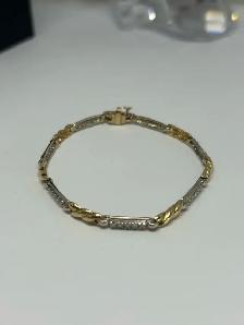10k Two Tone X-and-bar crossover Diamond Bracelet - Photo 7