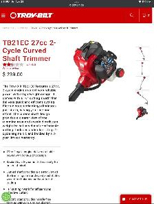 Troy-Bilt  27cc 2-Cycle Gas String Grass Trimmer, 16" swath - Photo 4