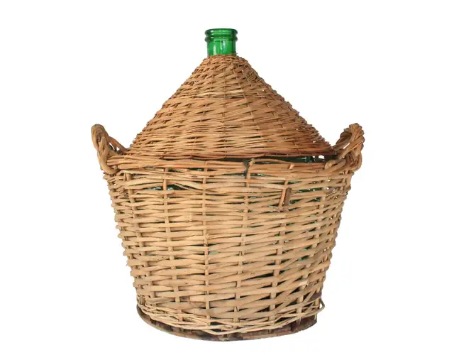Vintage Italian  Glass Demijohn in wicker basket ( 54 L)
