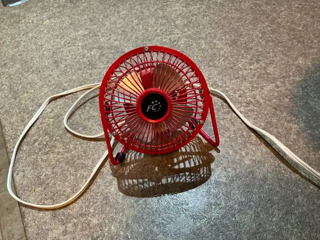 Small personal red electric fan