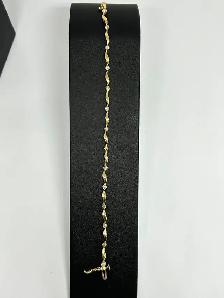 14K Solid Gold Wavy Diamond Station Bracelet