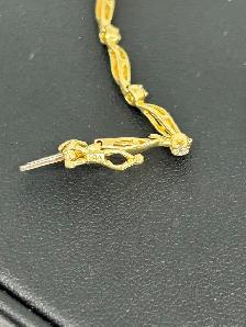 14K Solid Gold Wavy Diamond Station Bracelet - Photo 3