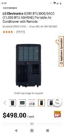 LG PORTABLE AIR CONDITIONER