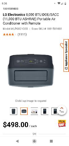 LG PORTABLE AIR CONDITIONER - Photo 4