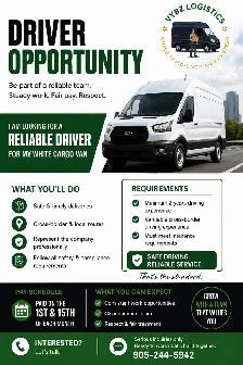 Cargo Van Driver – Local & Cross-Border Routes