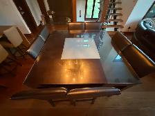 mobilier de cuisine table  et chaises en bois brune - Photo 2