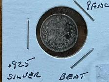 1877 Great Britain Queen Victoria 3 Pence .925 Silver Coin !