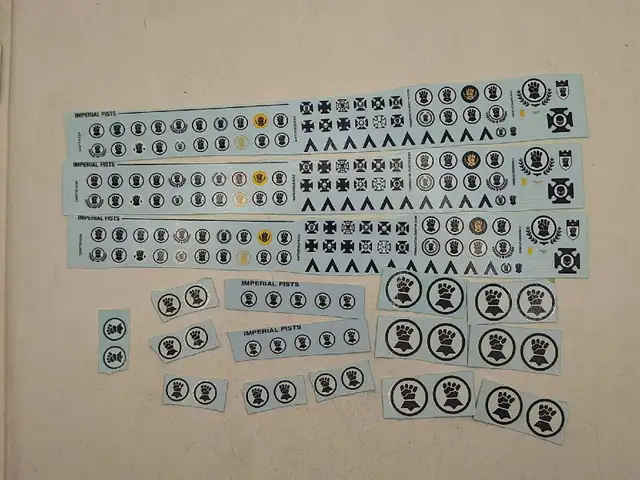 Warhammer 40k Imperial Fists Transfer Sheets Lot