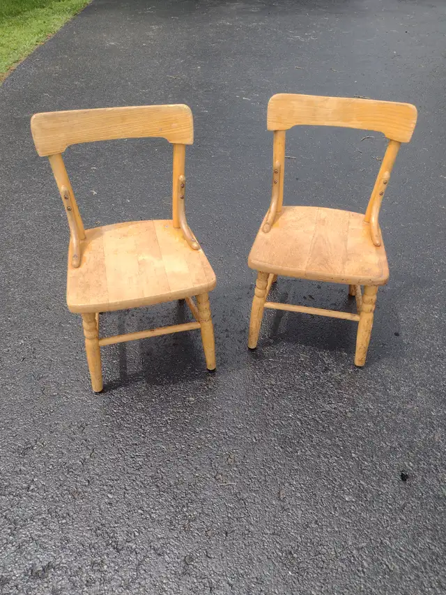 2 antique wooden children's chairs