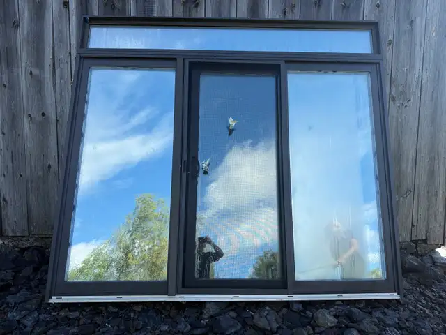 porte patio triple brun commercial