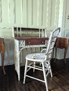 Antique Wicker Desk and Chair