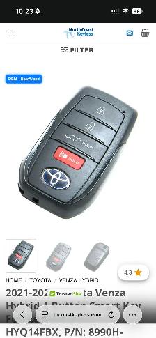lost Toyota key fob