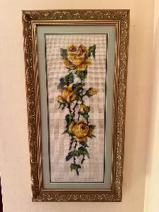 Needlepoint Yellow Roses