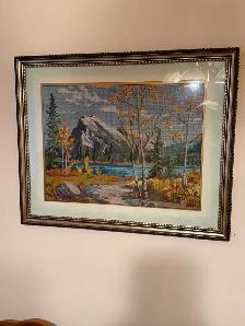 Needlepoint Mountain Scene