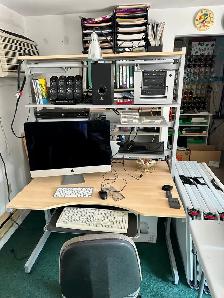 Computer workstation or desk for gaming.