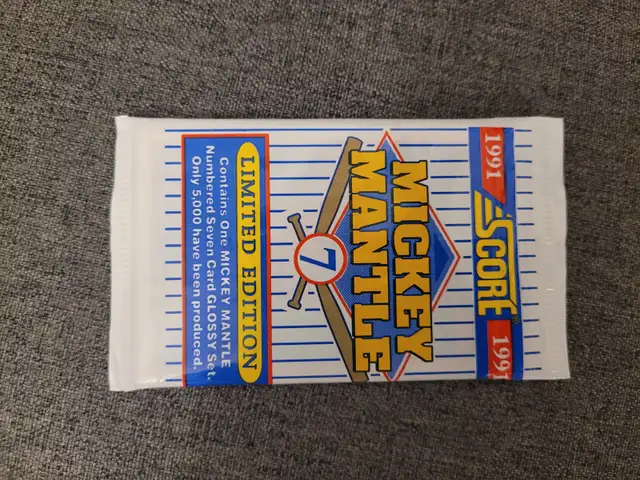 Mickey Mantle 'Sealed ' Score MLB card pack, etc.