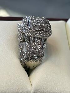 14k Princess-Cut Multi-Diamond Cushion Frame Scalloped - Photo 4