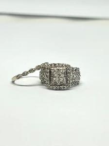 14k Princess-Cut Multi-Diamond Cushion Frame Scalloped - Photo 7