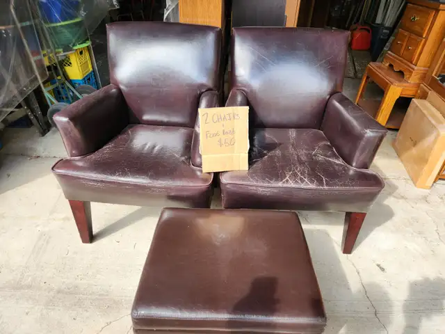 2 chairs and a footstool w/ storage