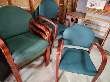 8 green office chairs