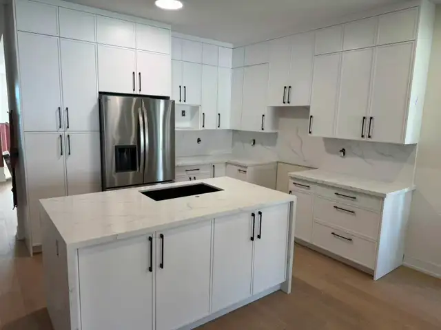 Kitchen and vanity cabinets with plywood construction