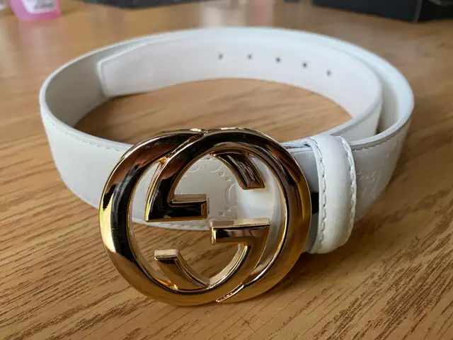 White Gucci Designer Belt