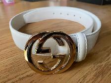 White Gucci Designer Belt
