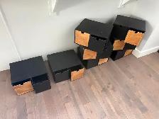 Eight Separate, Painted 2-Drawer Wood Storage Boxes - Photo 3