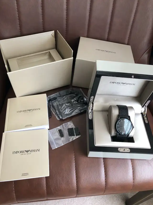 Men’s Black Emporia Armani Automatic 42 mm Watch. $350