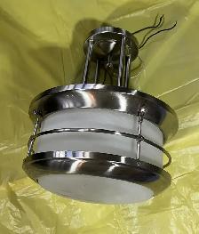 Bedroom flush mount light fitting, marble glass shade - Photo 2