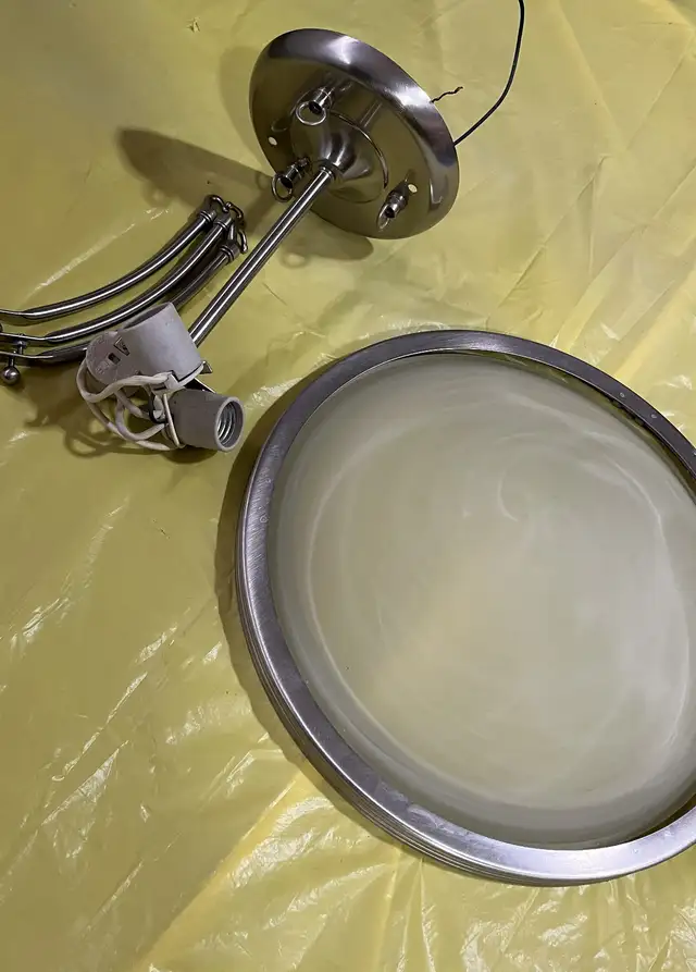 Flush-mount ceiling light (two bulbs) with marble Glass shade