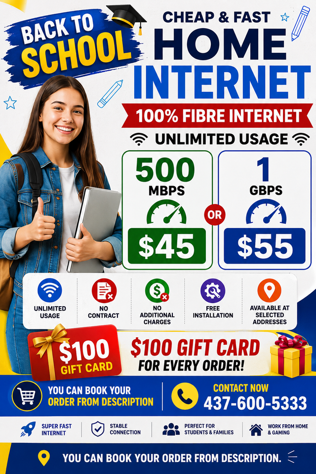 Cheap Home Internet|Back to School Special 500 Mbps $45|1 Gbps