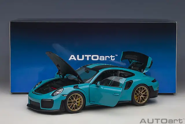 PORSCHE 911 (991.2) GT3 RS WEISSACH MIAMI BLUE 1:18 BY AUTOART